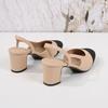Women's Plus Size Chunky Heel Sandals: Open Toe, Low & Mid Heel, Flat & Backless, Color Block Design.