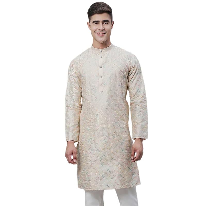 SOJANYA (Seit 1958 Herren-Kurta aus Seidenmischung mit Mehrfachstickerei