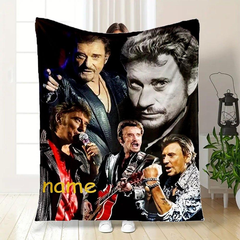 "Johnny Hallyday: The Legend Lives On - Limited Edition Poster"Blanket Flannel Throw Blanket for Sofa, Bed, Travel, Camping, Office, Couch,