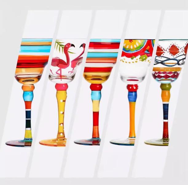 Hand-Painted High-Stem Margarita Glass for Cocktails