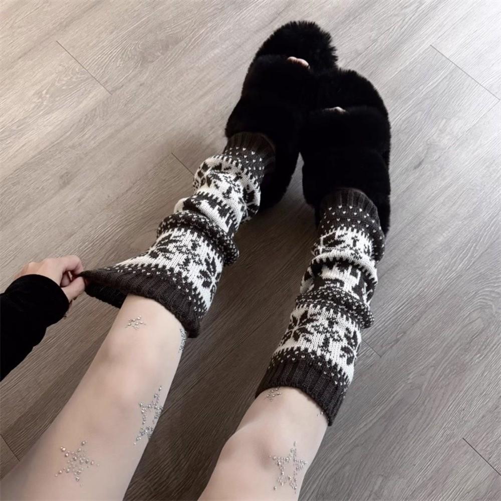 Retro Women Knitted Sock Deer Calf Socks Gifts Christmas Winter Leg Warmers