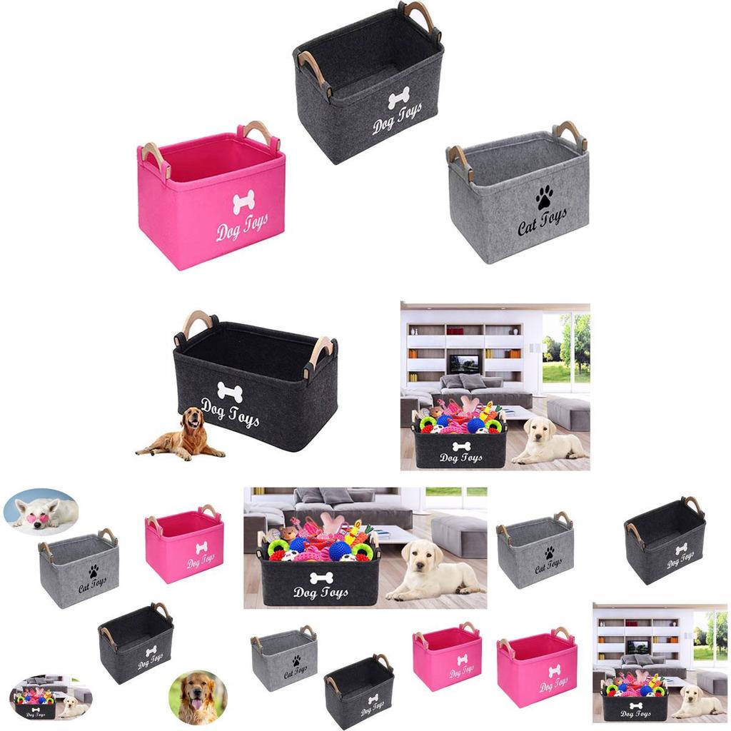 Stabiler Filz-Aufbewahrungsbehälter mit Holzgriff Ideal für Haustierspielzeugaufbewahrung