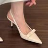 2025 New Modern Office Shoes Women Summer Black Wedding Slingback Pointed Toe Butterfly Decoration Female High Heeled Sandals