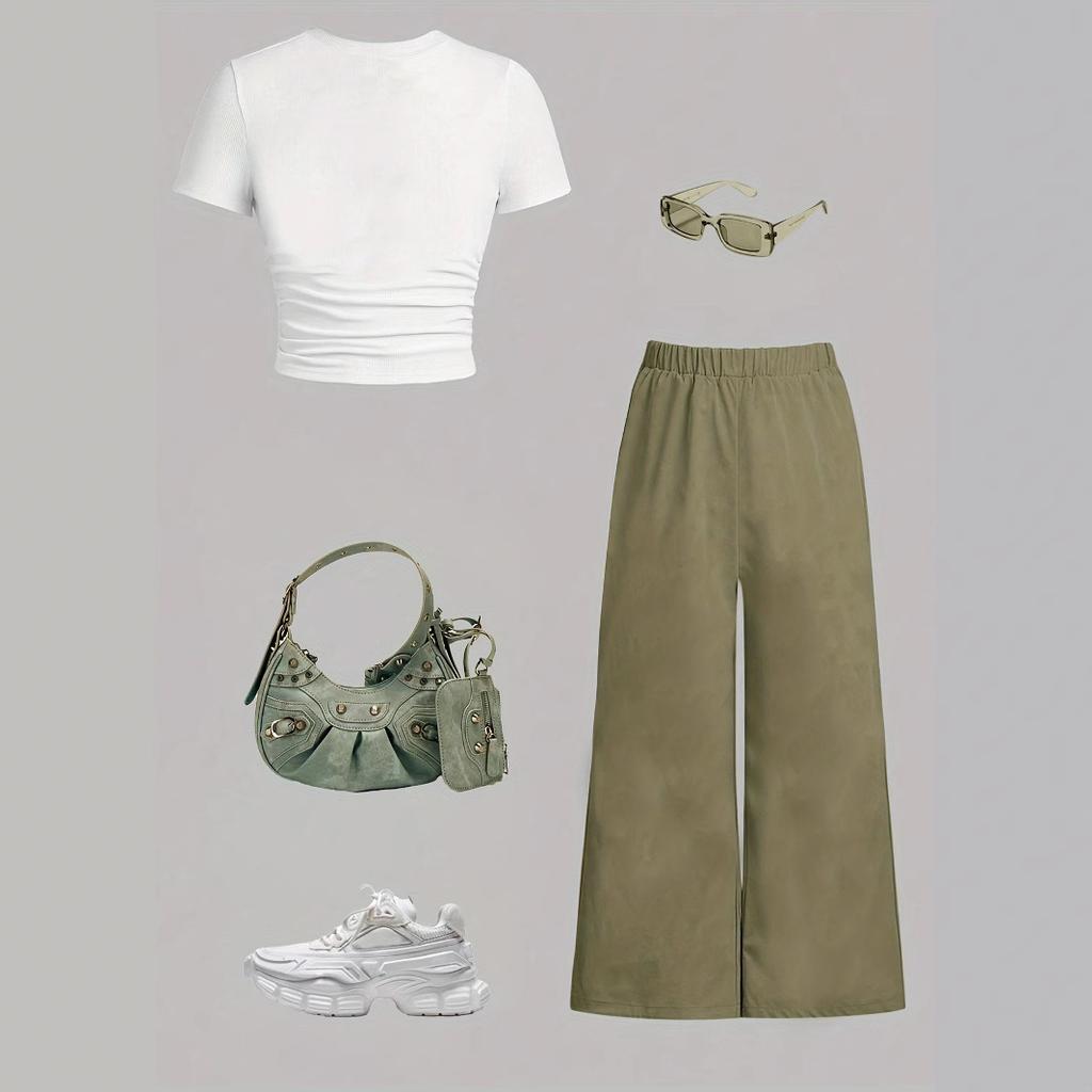 Pantalones Casuales para Niñas Camiseta de Manga Corta Traje Deportivo Casual Verano Niños Traje Casual