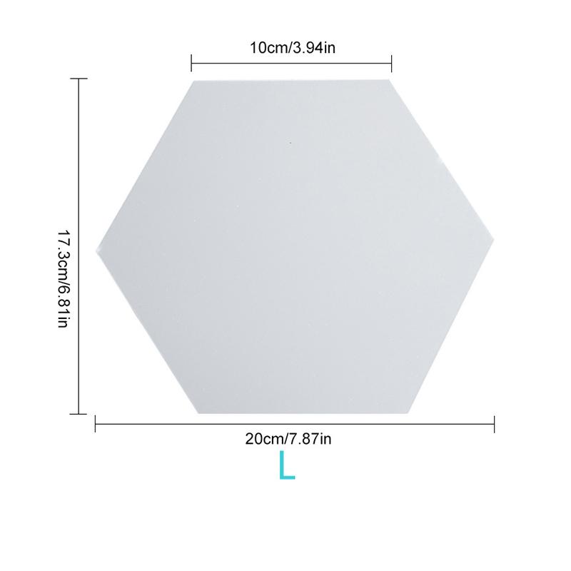 

H01209 12Pcs 20 x 17.3 x 10cm Hexagon Mirror Wall Stickers for Living Room,Bedroom Acrylic Mirror Set Wall Sticker Decal Silver