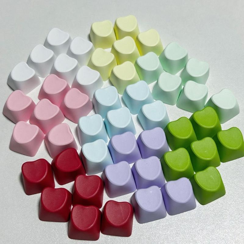 10PCS Heart Shape Keycaps 1U Layout Ergonomic PBT Construction for Mechanical Keyboards