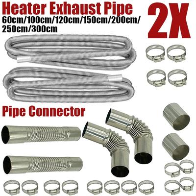 Air Diesel Parking Heater Stainless Steel Exhaust Pipe Tube Gas Vent Hose +Aluminum Foil Sleeve With Hose Clamp For Car