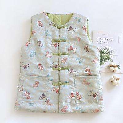 Pure Xinjiang Cotton Cotton Pure Handmade New Warm Vest Thickened Floral Vest Literary Jacquard Padded Cotton