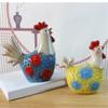 2 Pack Glazed Ceramic Decors Farm Animal Figurine Floral Textured Table Accent for Shelf Cabinet Entryway Living Room and Desk Display