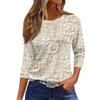 Women's Fashion Casual Round Neck 3/4 Sleeve Loose  Printed T-Shirt Ladies Top