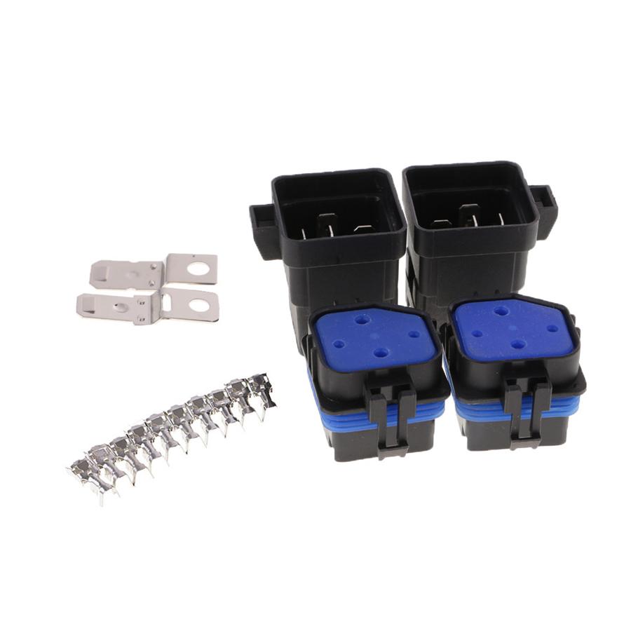 4 Pack Waterproof 40 Amp 12V Car Automotive 5-Pins Relay with Holder Sockets Kit