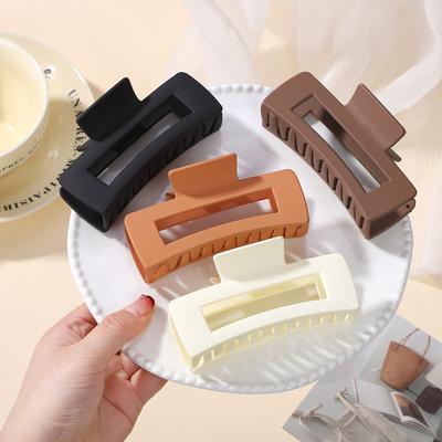 4Pcs/Set 3.94'' Large Hair Claw Clips for Women Girls Coffee Black Thick Square Nonslip Crab Hairpins Barrette Hair Accessories