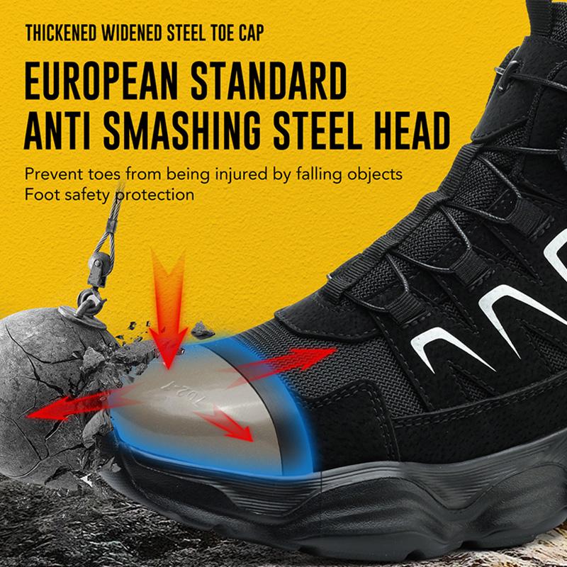 New Fashion Side Rotating Button Work Safety Boots Men Steel Toe Cap Lightweight Indestructible Boots Anti-puncture Construction Male Sneakers 37-48