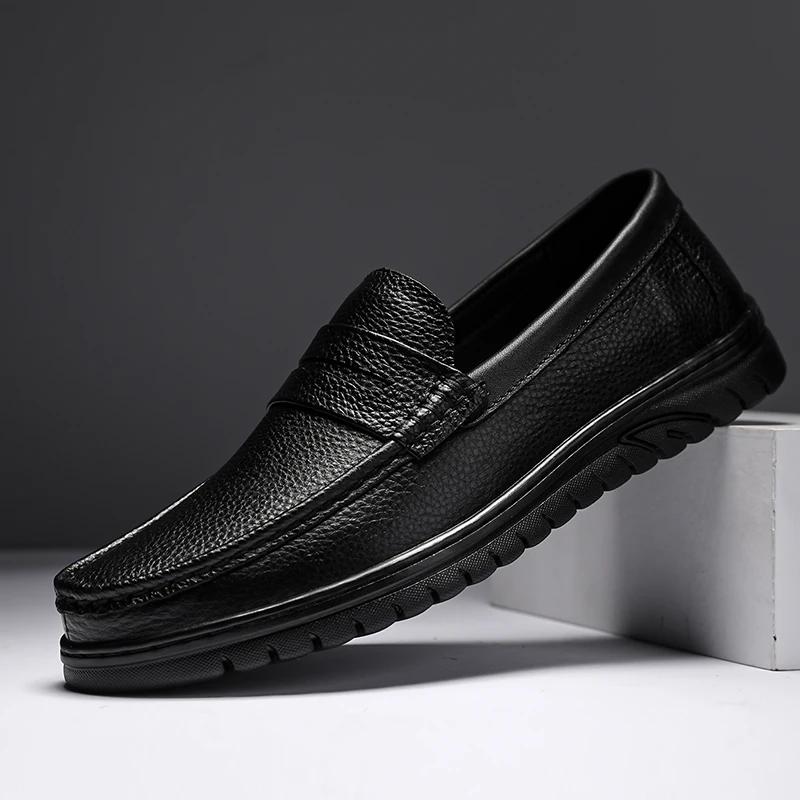Fashion Genuine Leather Mens Casual Shoes Handmade Moccasins Men Comfortable Driving Loafers Slip on Male Footwear Comfy Business Flats
