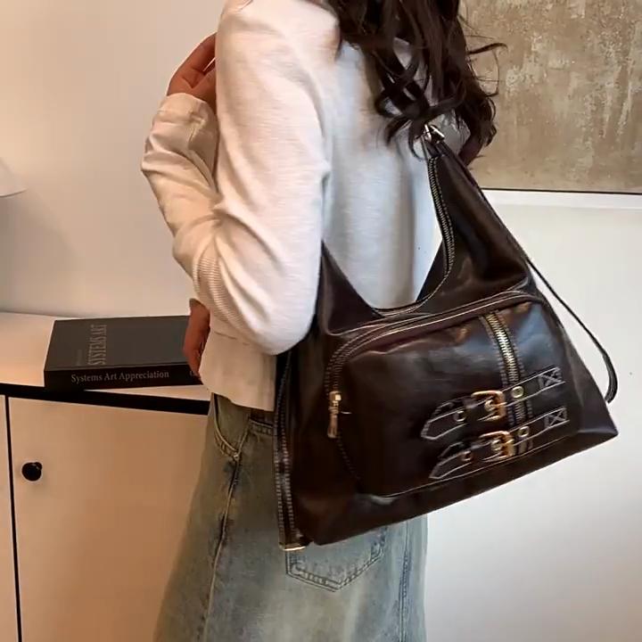 Fashion PU Leather Shoulder Bag Multifunctional Large Capacity Crossbody Bag Casual Underarm Bag Women KTB