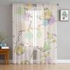 Lanterna Fiore di Pruno Tende Retrò in Garza Per Camera da Letto Bambini Schermo per Cucina Soggiorno Decorazioni per le Feste Tenda Voile