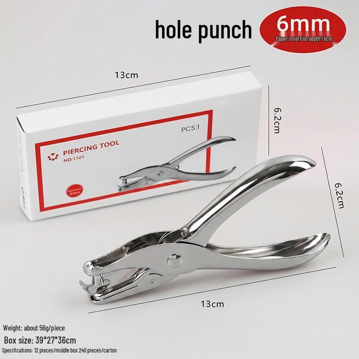 Metal Handheld Single Hole Punch for A4 Paper - Student Stationery