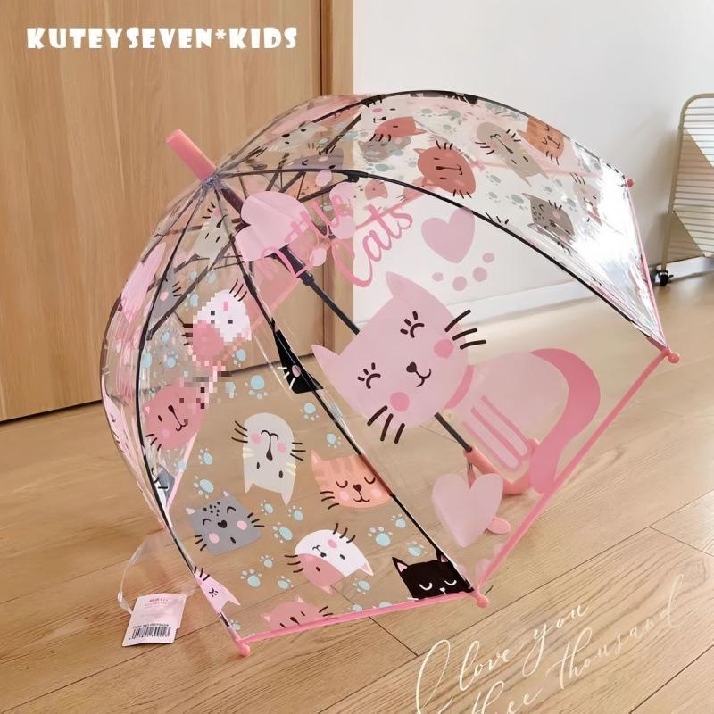 Ombrello Trasparente Manico Lungo Unicorno per Bambini - Carino Design Cartoon per l'Asilo
