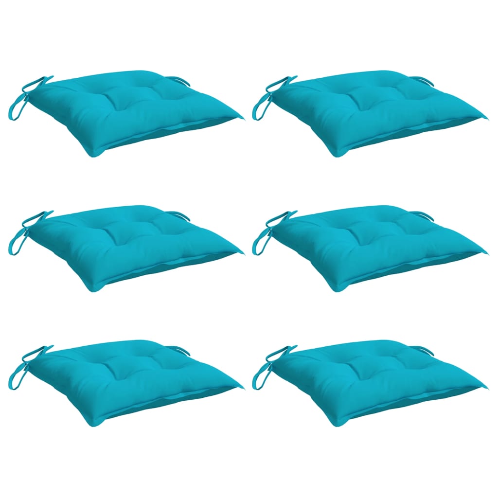 Seat Cushions 6 pcs Turquoise 40 x 40 x 7 cm Fabric