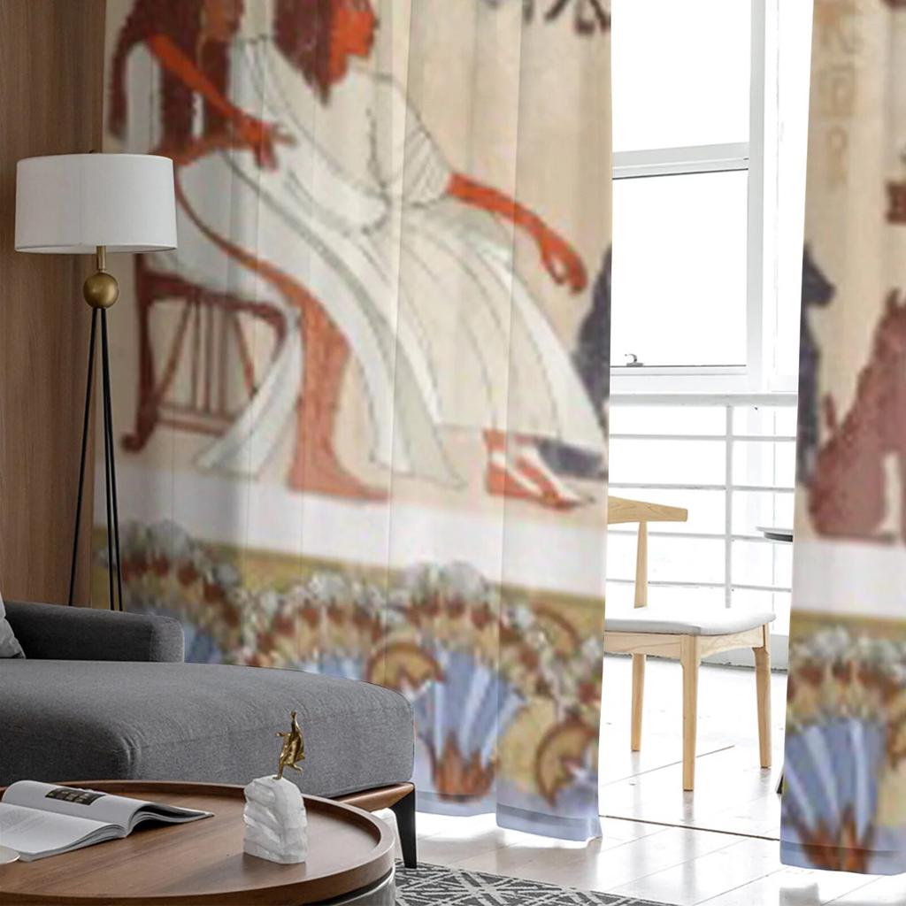 Murals Ancient Egypt Tulle Sheer Window Curtains For Living Room The Bedroom Modern Chiffon Voile Organza Curtains Decor Drapes