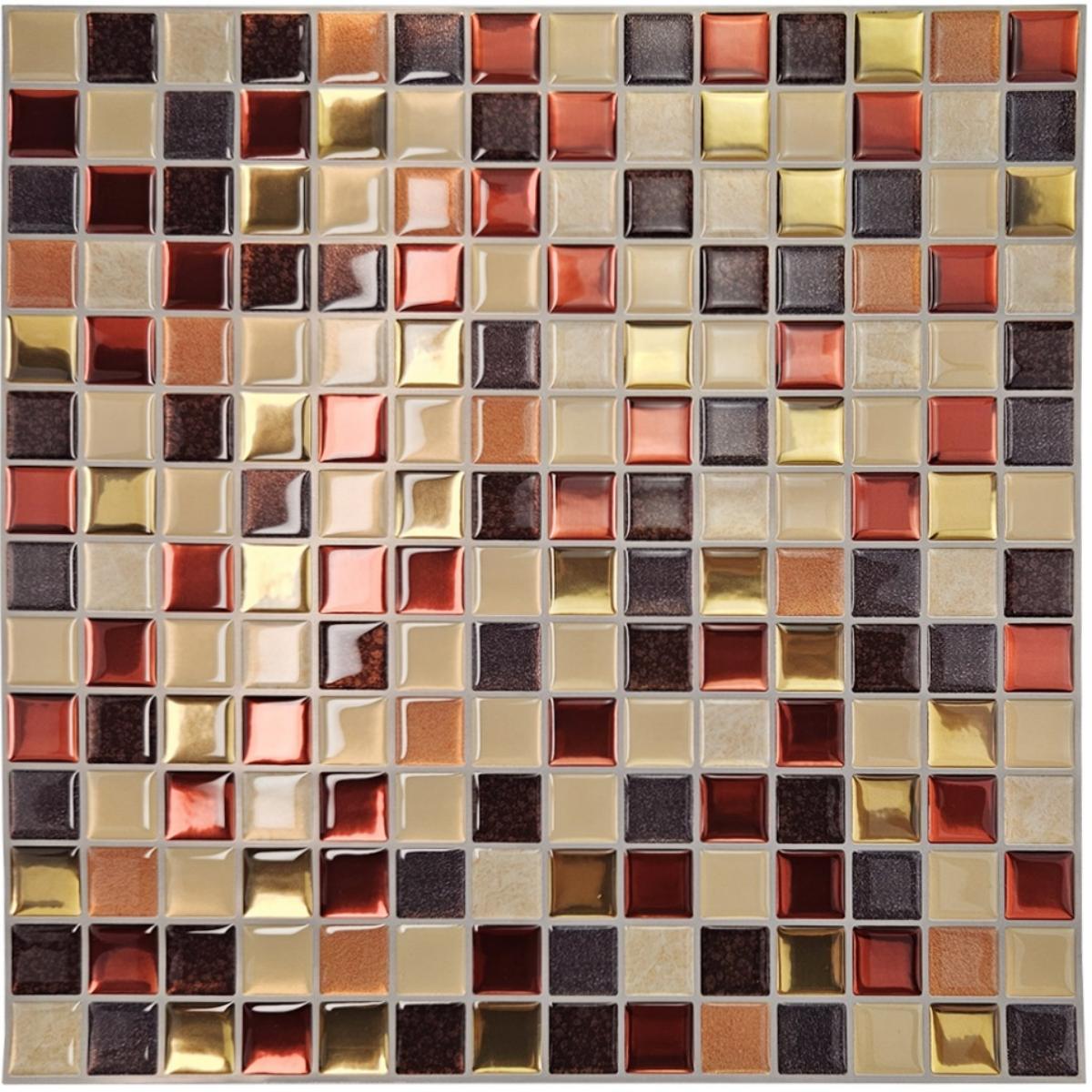 

5/10pcs 3D Golden Mosaic Self-Adhesive Tile Stickers, Waterproof Oil-Resistant Backsplash for Room Decor (as the picture,5pcs)