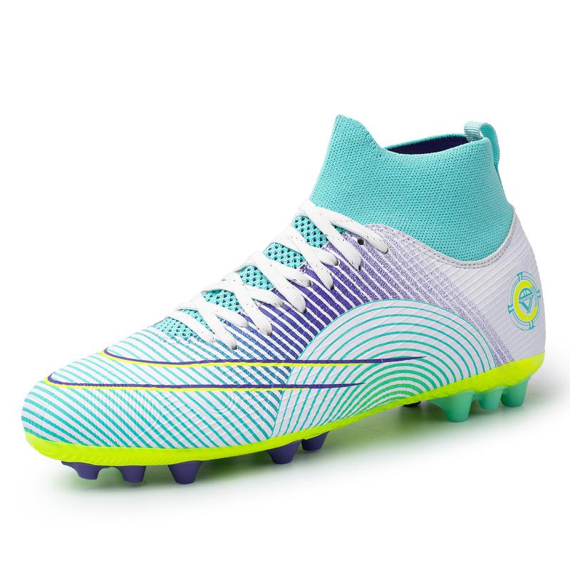 Vibrating football shoes, boys and girls high-top AG nails, jelly soles, youth training lawn football shoes, one piece 2025