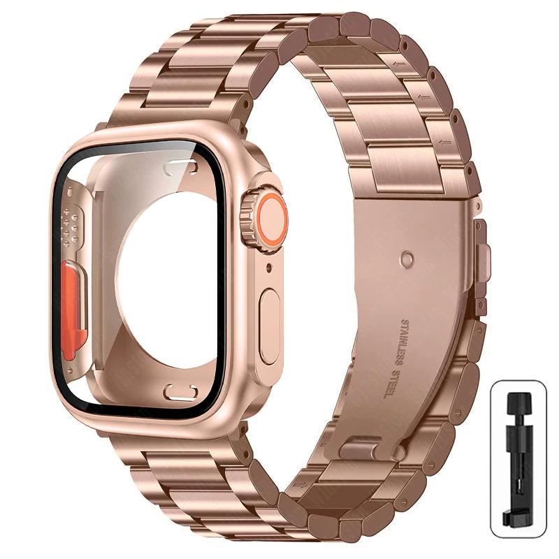 Klasszikus Váltás Ultra 2 Tok+Szíjhoz Apple Watch 44mm 45mm Fém Rozsdamentes Acél Szíj iWatch Series Series 9 Ultra2 8 7 6 SE 5 4