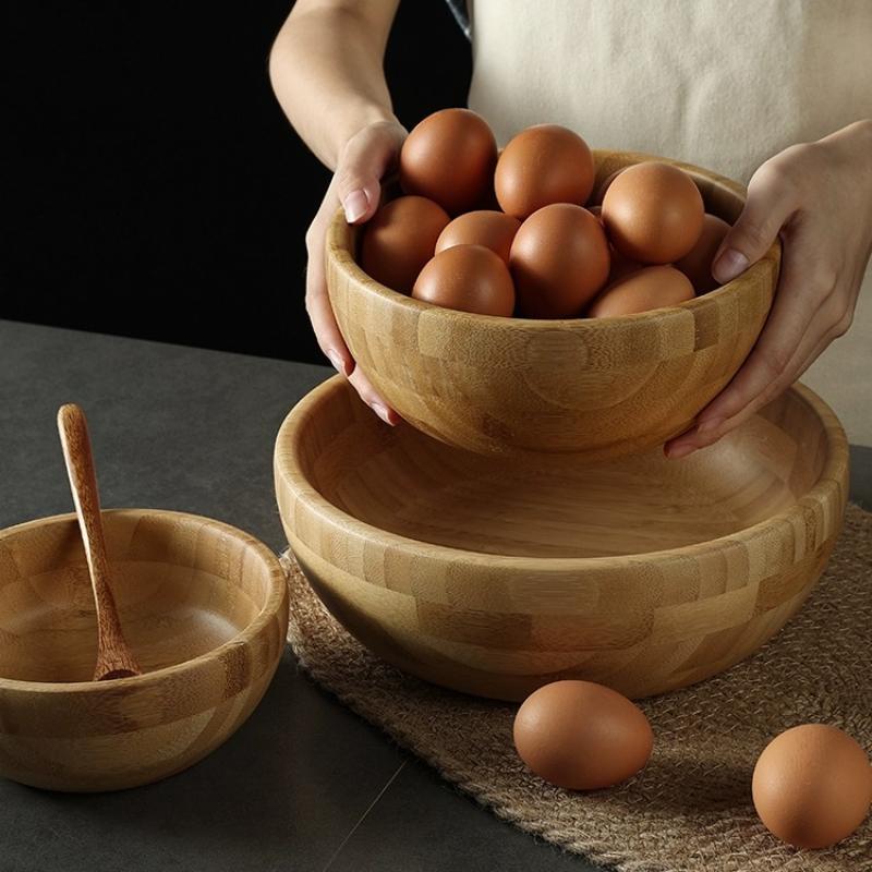 Japanese Salad Wooden Bowl Large Bamboo Bowl Stirring Powdered Mask Chinese Medicine Noodle Noodle Ramen Bowl Tableware