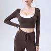Yoga Clothes Long-sleeved Semi-fixed Cup Running Sports Bra Breathable Fitness Clothes Top Fixed Cup Long-sleeved Yoga Clothes
