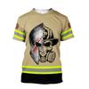 Firefighter Fire Simulation Drill Pattern 3D Print Cross-border New Men's Casual Short-Sleeve T-Shirt Factory Direct Sale
