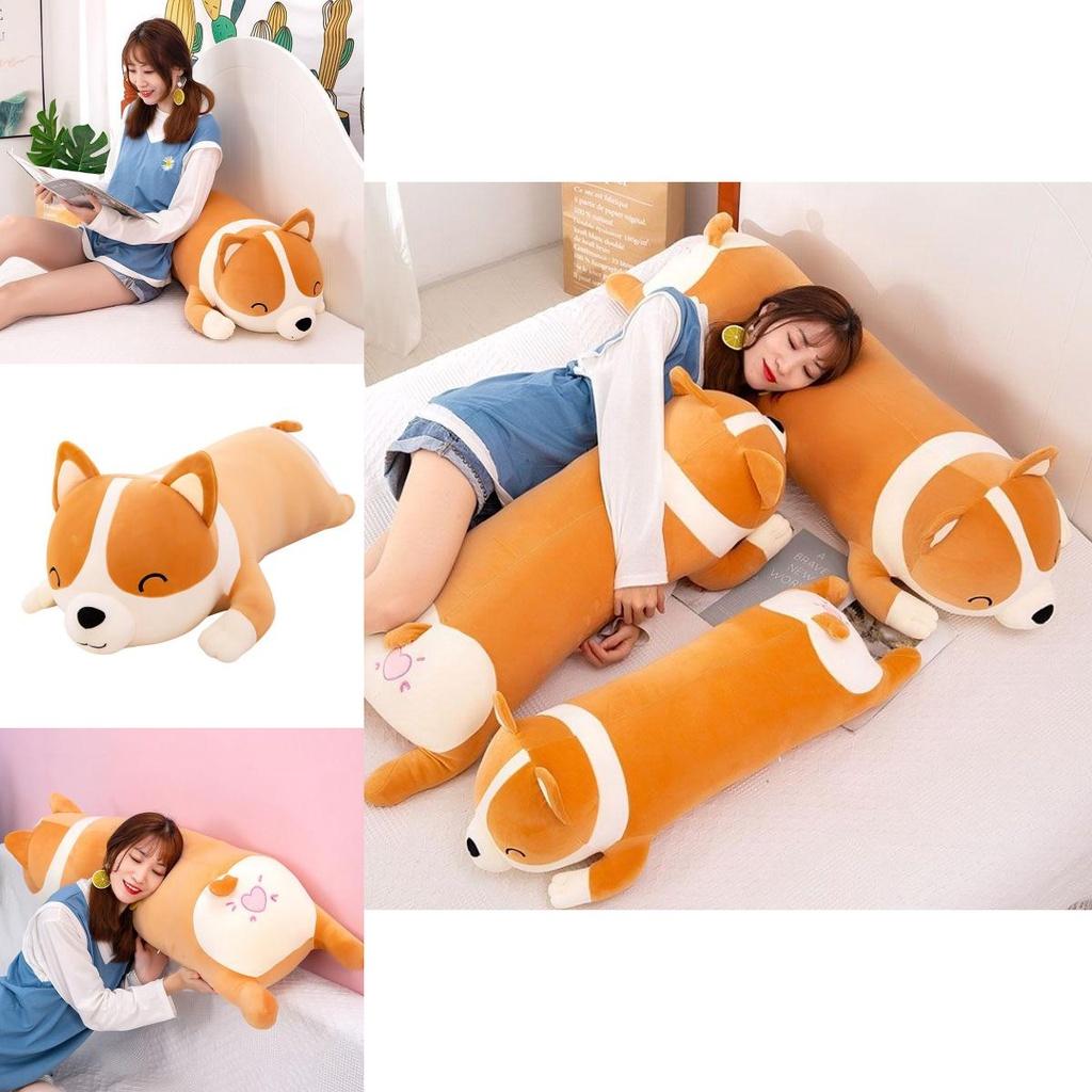 Plush Toys Throw Pillow For Home Decor Long Corgi Cushion Soft Stuffed Animal Doll Gift