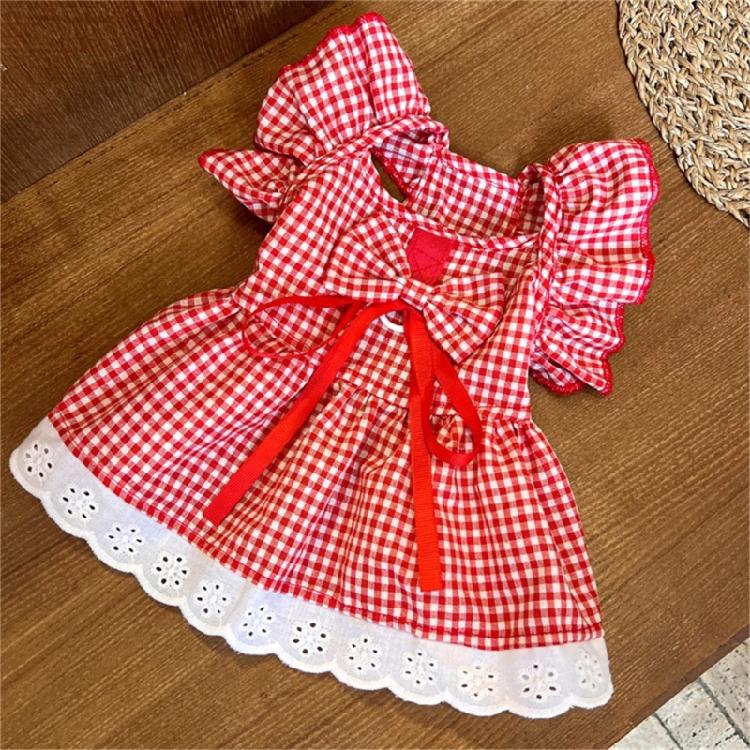 Kleid für Hund Süßes Gitter-/Blumenmuster Rock Haustier Geburtstags-Hochzeitskleid
