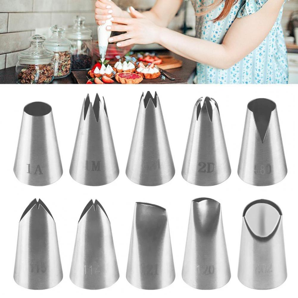 Cream Piping Nozzle Stainless Steel Cake Decorating Tip Professional Stainless Steel Piping Nozzles Set for Cakes Biscuits