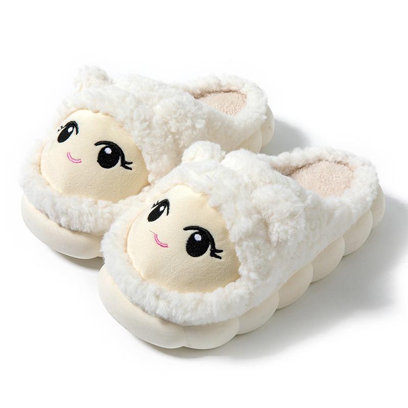 Cartoon Cotton Slippers Women's Autumn and Winter Warm and Comfortable Thick-soled Indoor Household Cute Plush Confinement Shoes