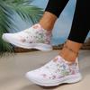 Large Size Casual Women's Shoes 2024 New Running Shoes Printed with Floral Rhinestones for Casual Sports