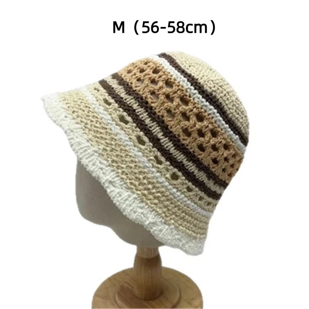 Mix Color Fisherman Hat Striped Sunshade Hat Outdoor Bucket Hat Panama Bob Caps