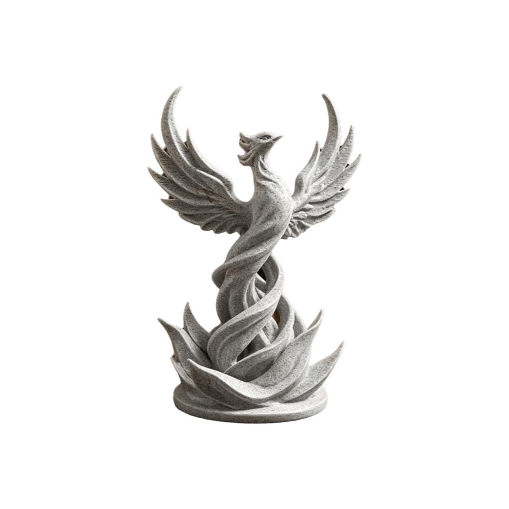 3D Printed Spiral Phoenix Sculpture Creative Desktop Bird Ornaments Bird Statue  Living Room 12cm Grey B