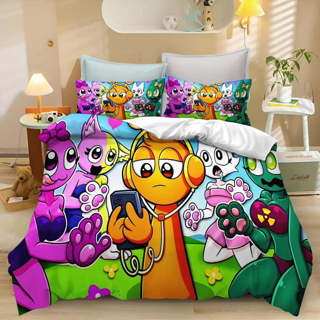 Sprunki Bedding Set Incredibox 3D Printed 2/3pcs Music Game Single Twin Double Queen King Size Sprunki Gifts Kids