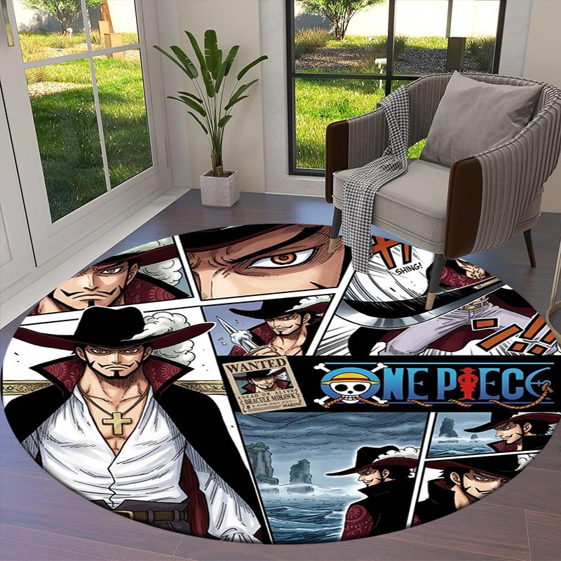 One Piece Poster Round Area Rug Carpet Rug For Living Room Bedroom Sofa Playroom Decor Nonslip Floor Mat