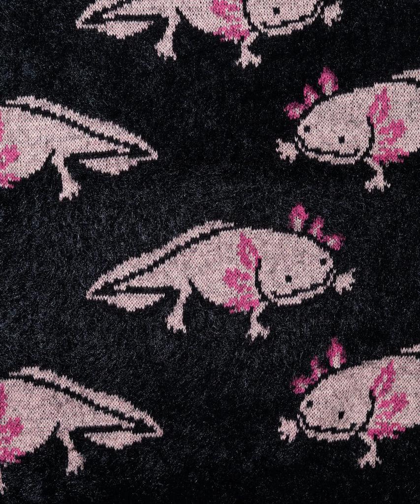 [go slow caravan] 356107 Axolotl Shaggy Mix Jacquard Knit Big Sweater, Black, Size L