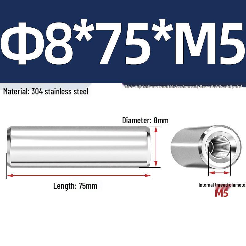 Pin Cilindric din Oțel Inoxidabil 304 cu Filet Interior M4/M6/M8 și Orificiu - Coloană de Suport și Ghidare