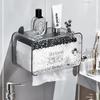 Transparent Toilet Paper Holder for Wall Mounted Storage Toilet Roll Paper Without Punching Suction Paper Box Tissue Box