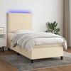 Box Spring Bed with Mattress & LED Cream 90x200 cm Fabric