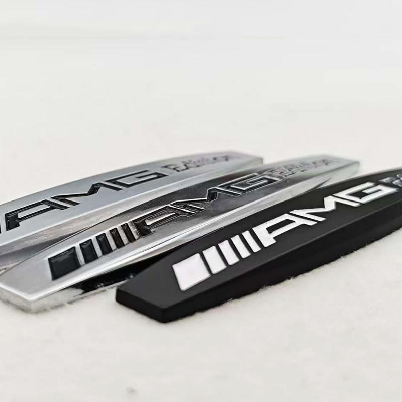 2pcs 3D Metal Car Styling Logo AMG Edition Badge Side Fender Both Emblem Sticker Decals For Mercedes Benz AMG Auto Accessories AT1