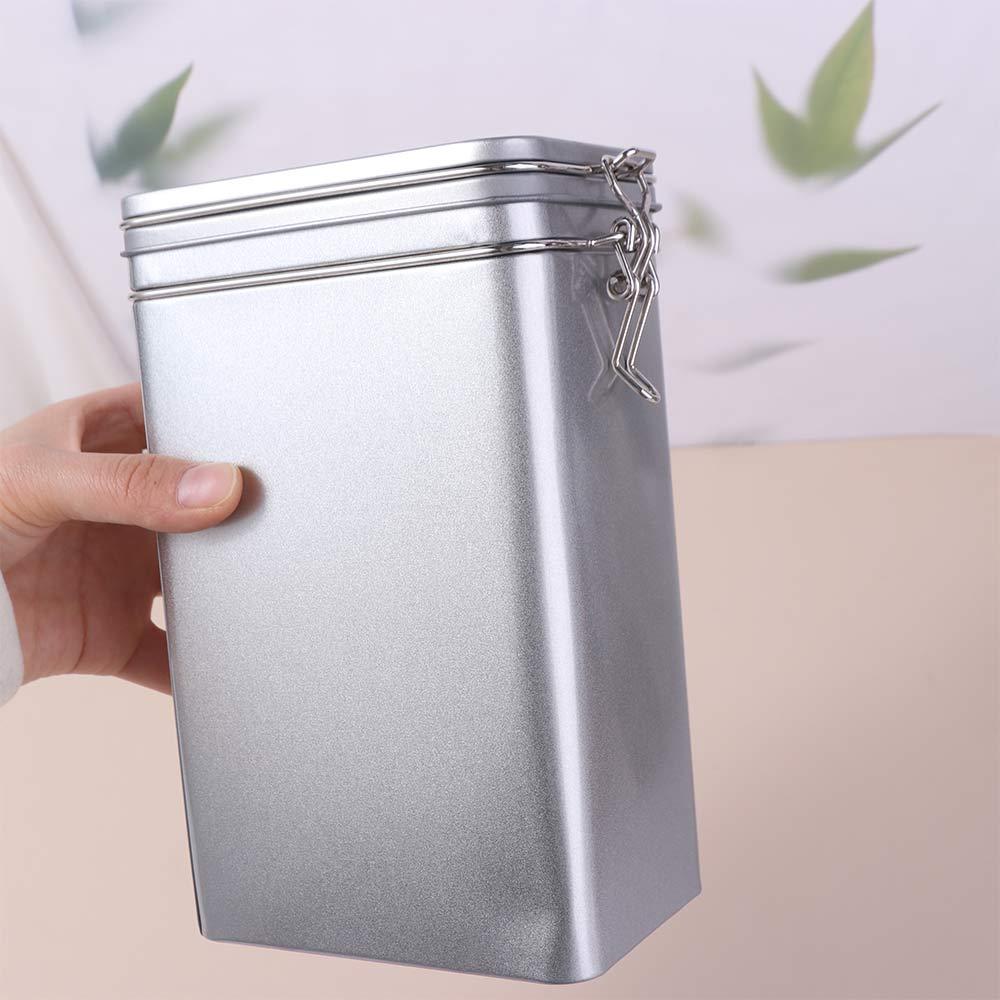 Stříbrná nádoba na kávu Odolná proti vlhkosti Plechová krabička Kovová nádoba Pouzdro na skladování potravin Domov