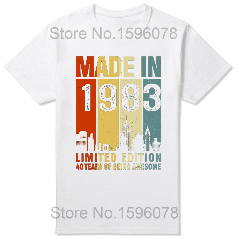 Made In 1983 Limited Edition Birthday Gift T-Shirt for Men Cotton T Shirts 41 Years Old Short Sleeve Tee Shirt Gift Idea Tops