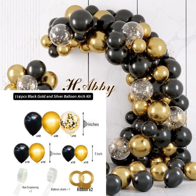 Black Gold Series Balloon Set for Birthday Party Decoration