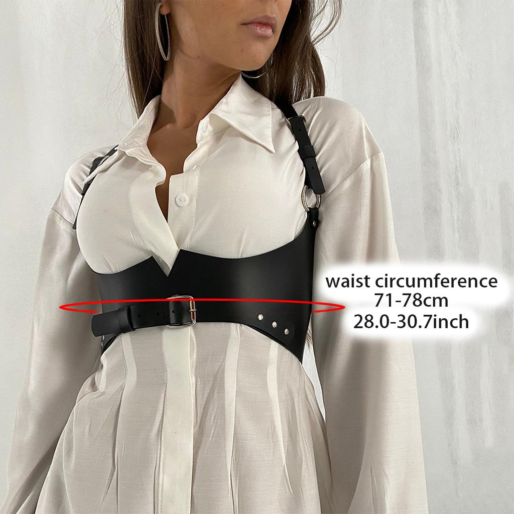 Kobiety Szeroki Pasek Gotycki PU Skóra Pod biustem Gorset Crop Top Jednolity Kolor Regulowana Kamizelka Pasek do Talii Akcesoria Odzieżowe