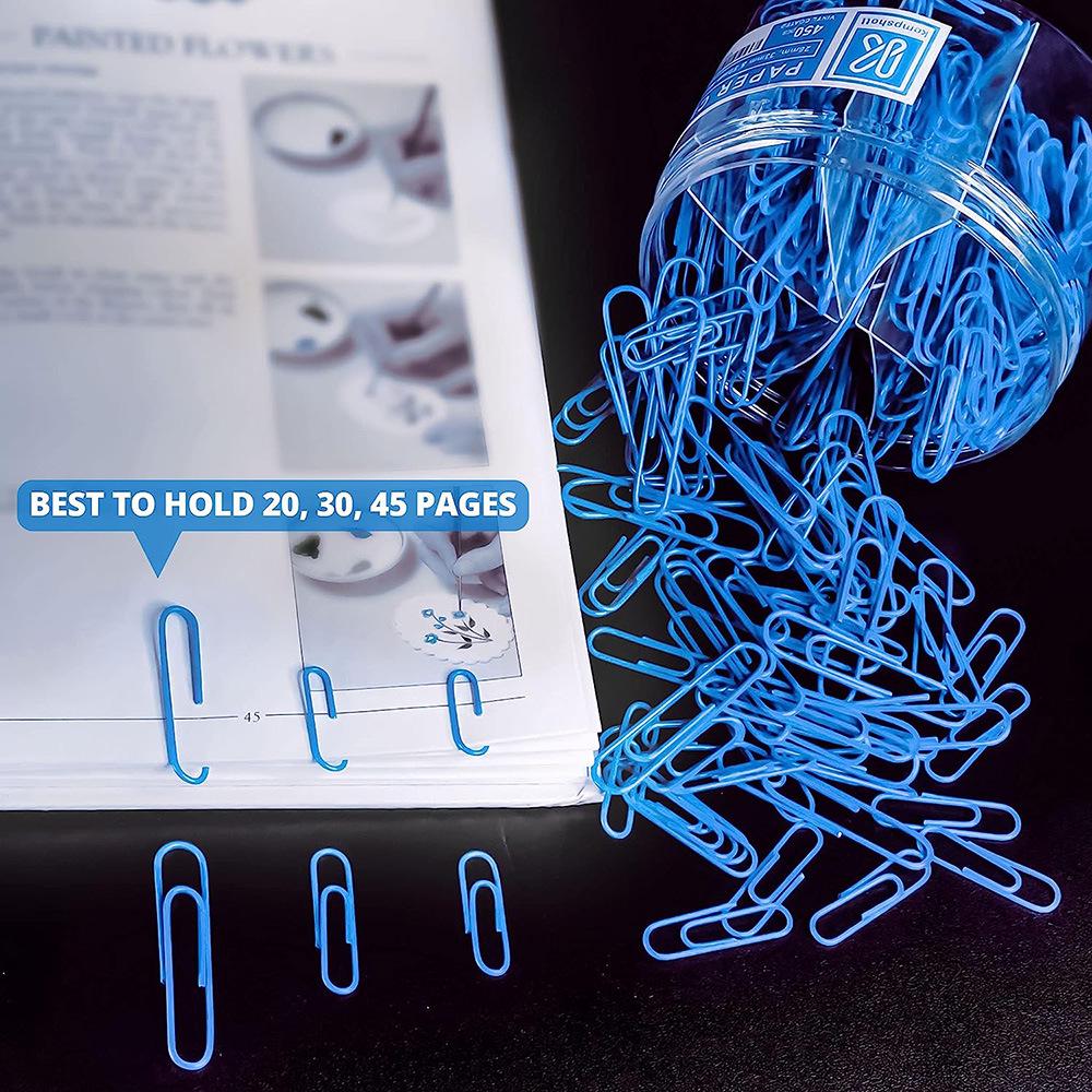 Colorful Large Paperclips & Binder Clips: Nickel-Plated Silver Office Stationery for Bookmarks and Test Papers.