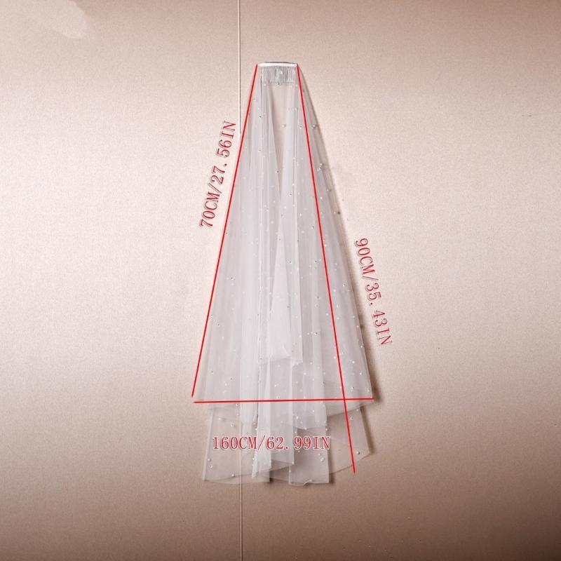 Luxurious Double Layer Bridal Veils Airy Sheer Hair Accessory For Wedding Pearls Adorned Headpiece Classical Design